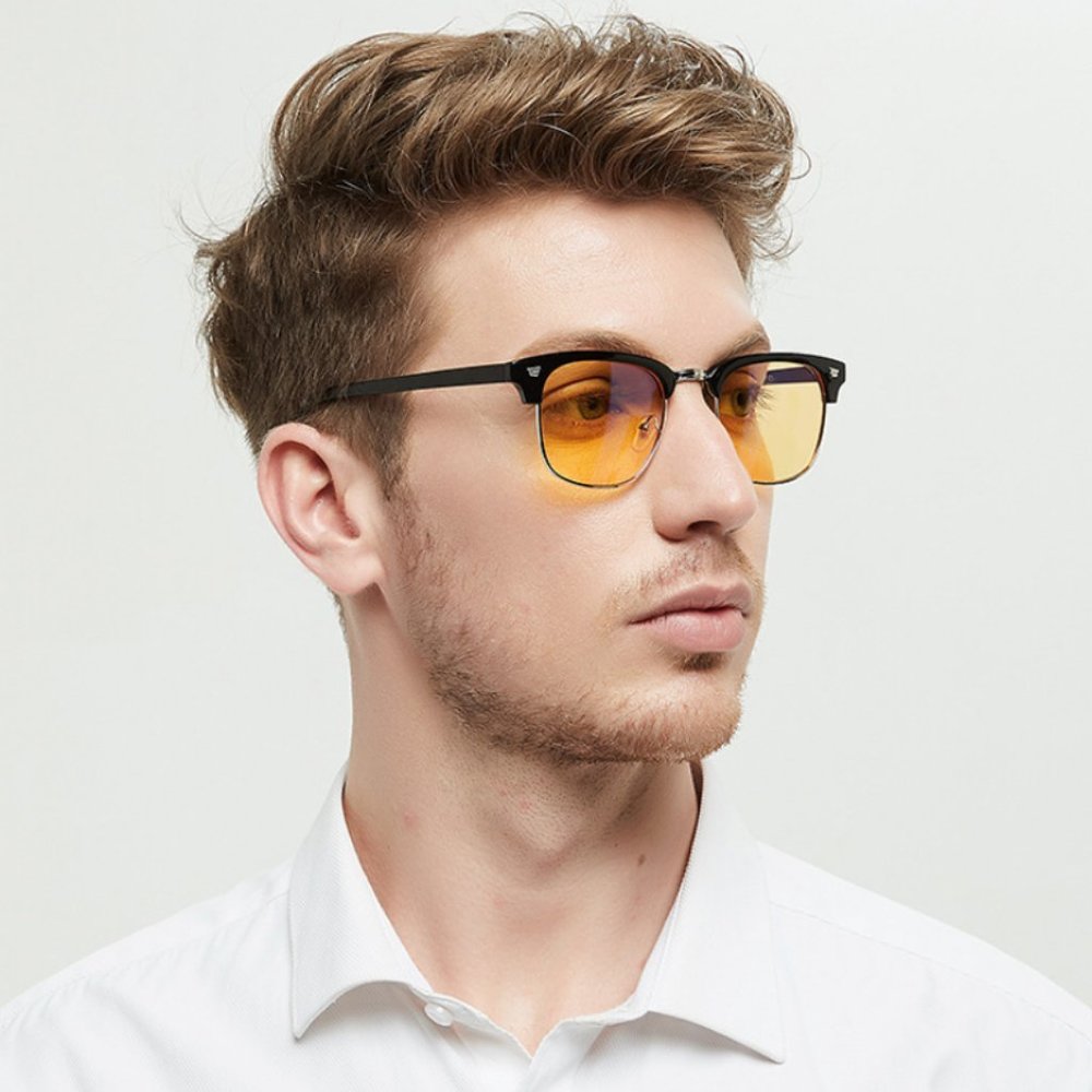 Blu-ray glasses retro metal half frame glasses frame game mobile computer goggle